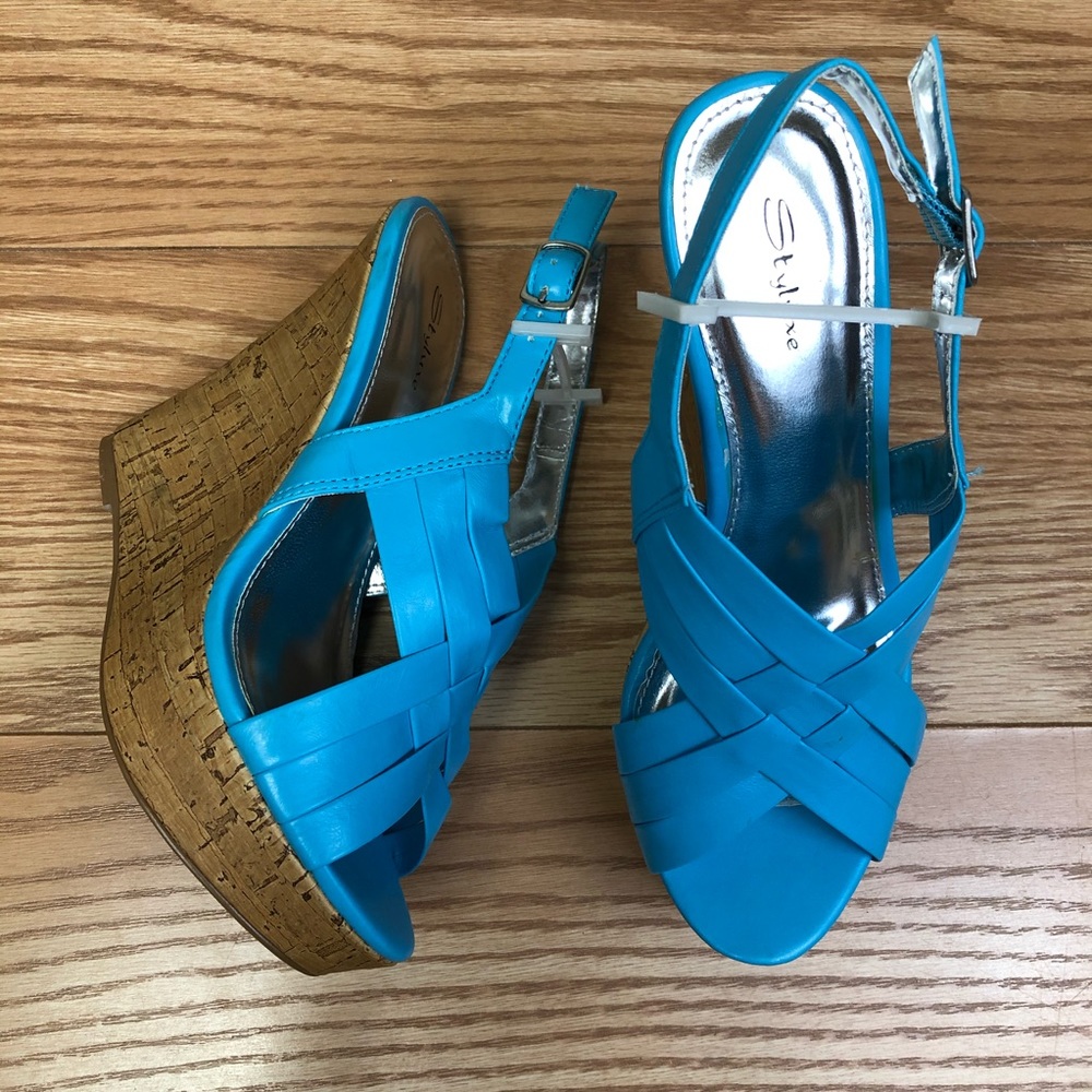 STYLUXE Mummy Blue Turquoise Cork Wedge